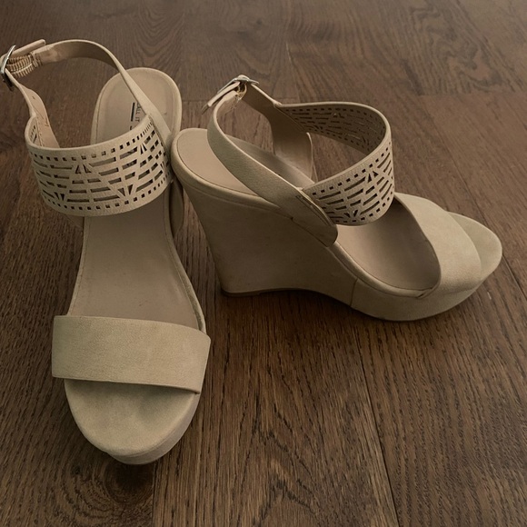Call It Spring Shoes - Call It Spring Beige Cutout Wedge Sandals
